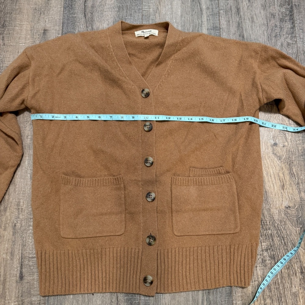 Madewell (Re)sourced Cashmere Ex-Boyfriend Cardigan Honey Chestnut Tan small - Picture 7 of 8